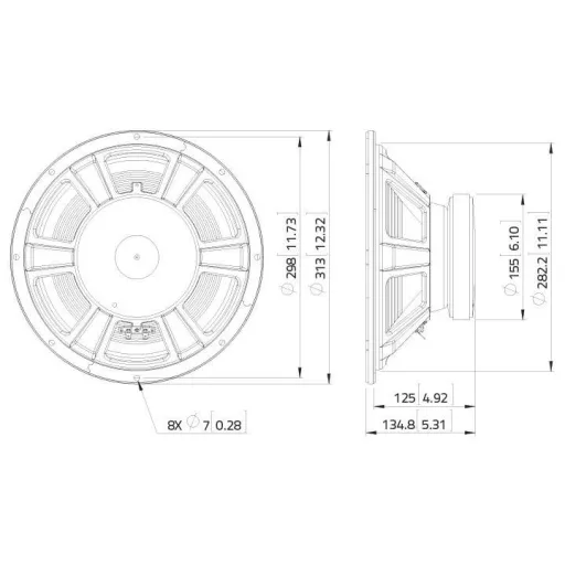 Lavoce WSF121.70G 12 coll 30 cm Középmélysugárzó 100 W 8 Ω