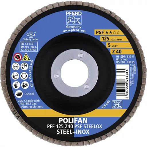 PFERD TOOLS 67664125 Z Psf Steelox Felületcsiszoló korong Ø 125 mm Furat átmérő 22.23 mm 10 db