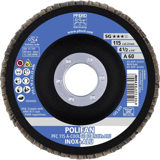 PFERD TOOLS 67756115 A-Cool Sg Inox + Alu Felületcsiszoló korong Ø 115 mm Furat átmérő 22.23 mm 10 db
