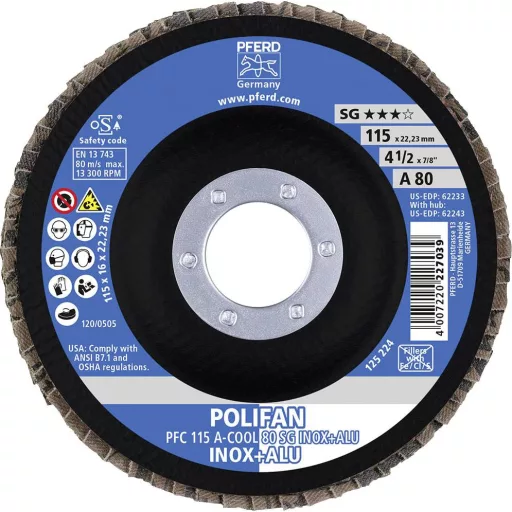 PFERD TOOLS 67758115 A-Cool Sg Inox + Alu Felületcsiszoló korong Ø 115 mm Furat átmérő 22.23 mm 10 db