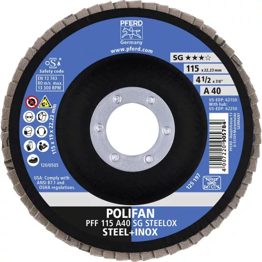 PFERD TOOLS 67604115 A Sg Steelox Felületcsiszoló korong Ø 115 mm Furat átmérő 22.23 mm 10 db