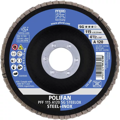 PFERD TOOLS 67612115 A Sg Steelox Felületcsiszoló korong Ø 115 mm Furat átmérő 22.23 mm 10 db