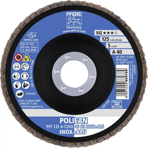 PFERD TOOLS 67654125 A-Cool Sg Inox + Alu Felületcsiszoló korong Ø 125 mm Furat átmérő 22.23 mm 10 db