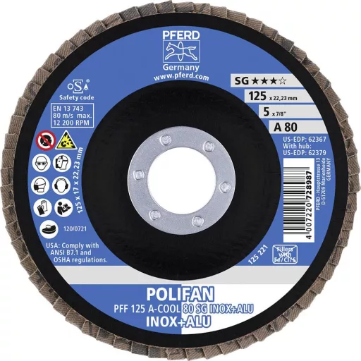 PFERD TOOLS 67658125 A-Cool Sg Inox + Alu Felületcsiszoló korong Ø 125 mm Furat átmérő 22.23 mm 10 db