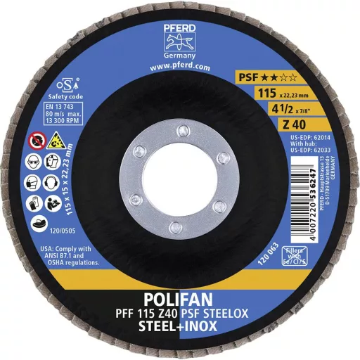 PFERD TOOLS 67664115 Z Psf Steelox Felületcsiszoló korong Ø 115 mm Furat átmérő 22.23 mm 10 db
