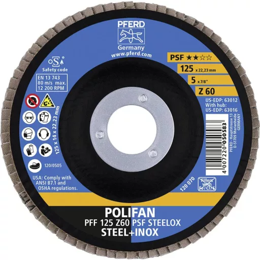 PFERD TOOLS 67666125 Z Psf Steelox Felületcsiszoló korong Ø 125 mm Furat átmérő 22.23 mm 10 db