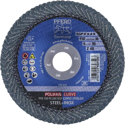 PFERD TOOLS 67689072 Z Sgp Curve Steelox Felületcsiszoló korong Ø 150 mm Furat átmérő 22.23 mm 10 db