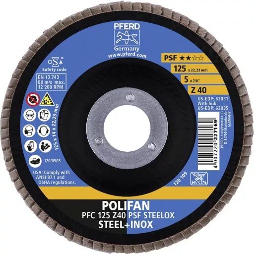 PFERD TOOLS 67764125 Z Psf Steelox Felületcsiszoló korong Ø 125 mm Furat átmérő 22.23 mm Szemcsézet 40 10 db