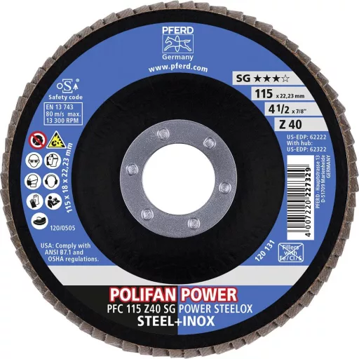 PFERD TOOLS 67784115 Z Sg Power Steelox Felületcsiszoló korong Ø 115 mm Furat átmérő 22.23 mm 10 db