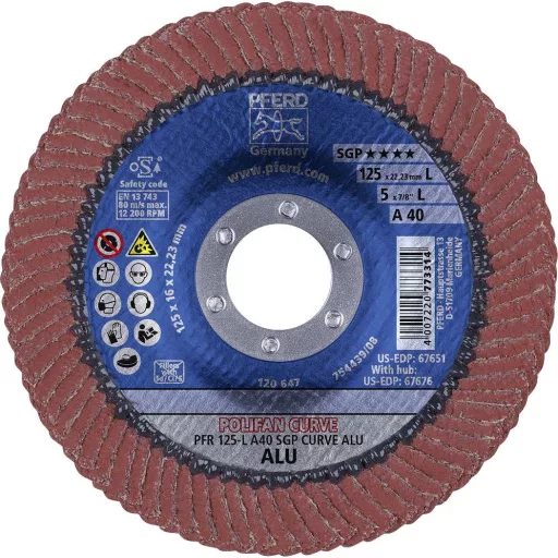 PFERD TOOLS 67689068 A Sgp Curve Alu Felületcsiszoló korong Ø 125 mm Furat átmérő 22.23 mm 10 db
