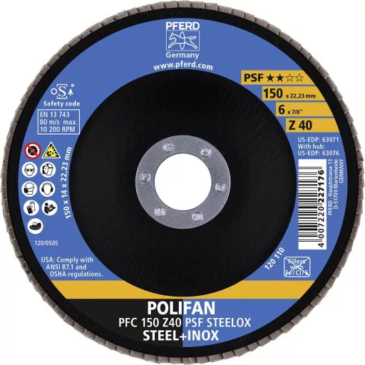 PFERD TOOLS 67764150 Z Psf Steelox Felületcsiszoló korong Ø 150 mm Furat átmérő 22.23 mm 10 db