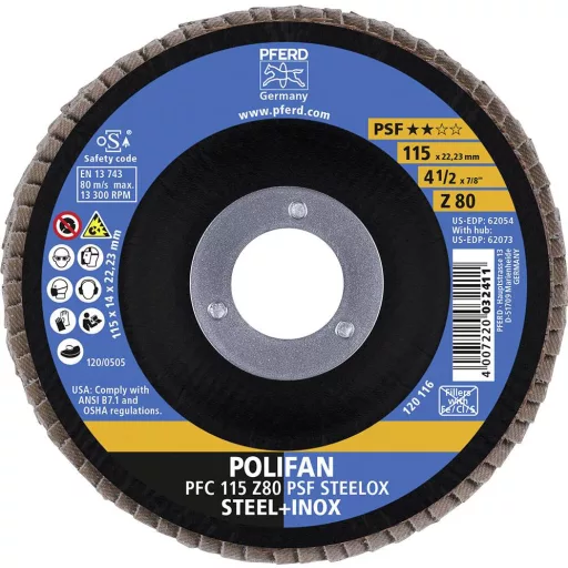 PFERD TOOLS 67768115 Z Psf Steelox Felületcsiszoló korong Ø 115 mm Furat átmérő 22.23 mm 10 db