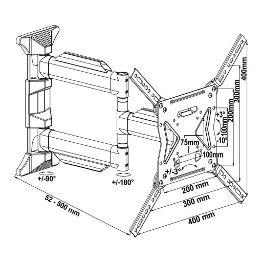 My Wall H19-2L TV fali tartó 66,0 cm (26) - 119,4 cm (47) Dönthető + forgatható, Forgatható