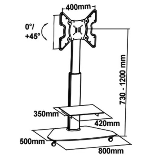 My Wall HP1CL TV kocsi Kihúzható, Állítható magasságú 81,3 cm (32) - 139,7 cm (55) Dönthető + forgatható