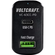   Autós USB töltő max. 3 A, USB/USB-C alj, Voltcraft VC-63CC-PD USB Power Delivery
