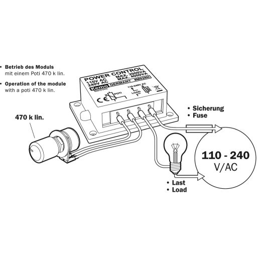 Teljesítményszabályozó modul, 110 - 240 V/AC, 4000 VA, KEMO M028N