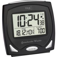   TFA Dostmann 60.2541.01 Rádiójel vezérlésű Ébresztőóra Fekete Riasztási idők 1 Fluoreszkáló Számlap