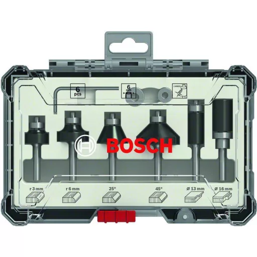 Perem- és élmaró szett, 6 mm-es szár, 6 db Bosch 2 607 017 468
