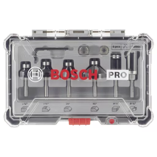 Perem- és élmaró szett, 1/4 hüvelykes szár, 6 db Bosch Accessories 2607017470