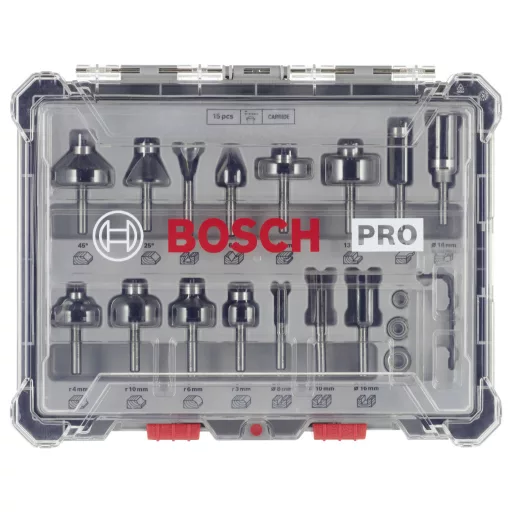 Alakmaró készlet, 6 mm-es szár, 15 részes, Bosch Accessories 2607017471