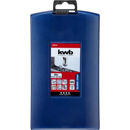 kwb 205720 HSS Fém spirálfúró készlet 25 részes DIN 338 Hengeres befogószár 1 db