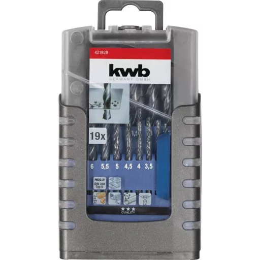 kwb 421920 HSS Fém spirálfúró készlet 19 részes DIN 338 Hengeres befogószár 1 db