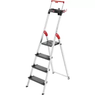   Hailo L100 TOPLINE 8050-407 Alumínium Több fokos álló létra Szerszámtartóval Munkamagasság (max.): 2.85 m Ezüst, Fekete, Piros EN 131 5.4 kg