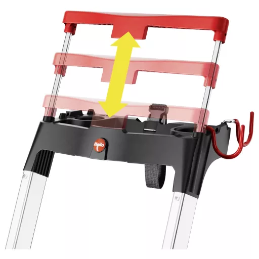 Hailo L100 TOPLINE 8050-607 Alumínium Több fokos álló létra Szerszámtartóval Munkamagasság (max.): 3.28 m Ezüst, Fekete, Piros EN 131 7.3 kg