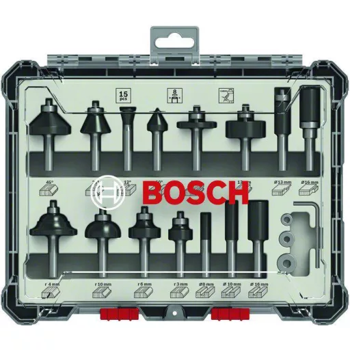 Marómaró készlet, 8 mm szár, 15 darab Bosch Accessories 2607017472