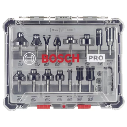 Marómaró készlet, 8 mm szár, 15 darab Bosch Accessories 2607017472
