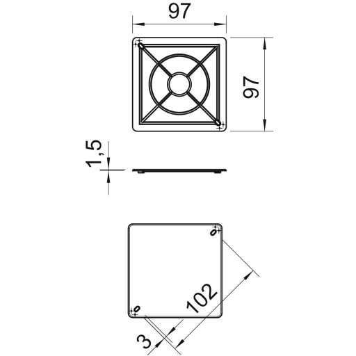OBO Bettermann 2003240 Fedél (H x Sz) 97 mm x 97 mm 10 db
