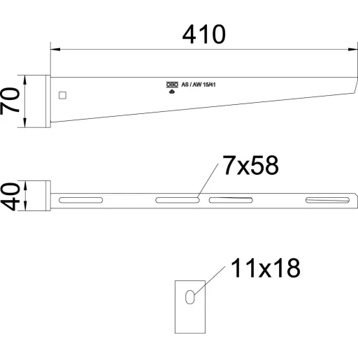 OBO Bettermann 6421036 Fali- és nyél tartó (H x Sz x Ma) 500 x 20 x 75 mm Fémes 1 db