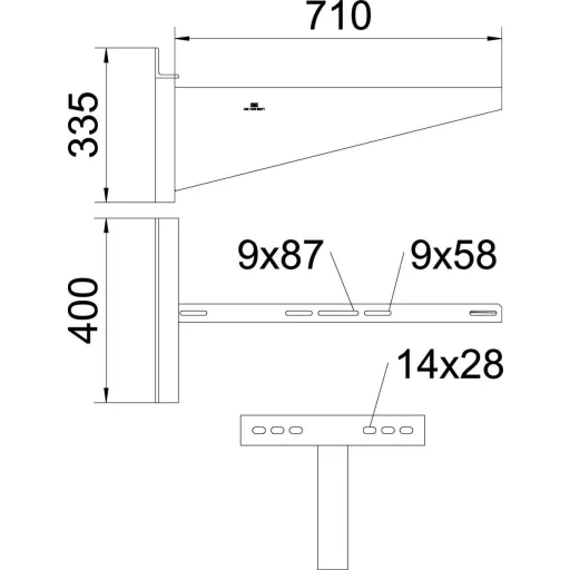 OBO Bettermann 6417926 Fali- és nyél tartó (H x Sz x Ma) 710 x 60 x 335 mm Fémes 1 db