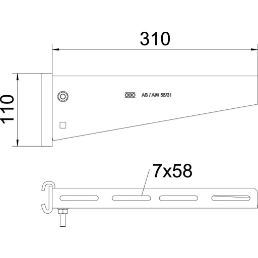 OBO Bettermann 6419292 Nyél tartó (Sz x Ma) 310 mm x 110 mm Fémes 1 db