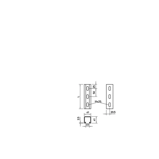 OBO Bettermann 1122500 Profilsínek (H x Sz x Ma) 300 x 41 x 41 mm Fémes 1 db