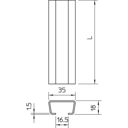 OBO Bettermann 1118129 Profilsínek (H x Sz x Ma) 2000 x 35 x 18 mm Fémes 1 db