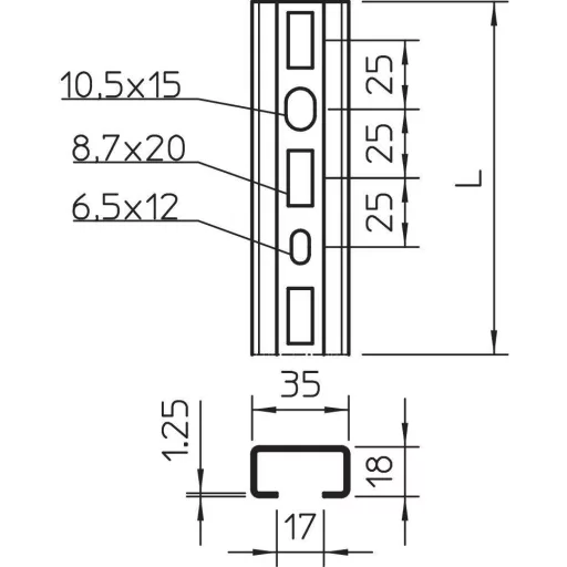 OBO Bettermann 1104570 Profilsínek (H x Sz x Ma) 2000 x 35 x 18 mm Fémes 10 db
