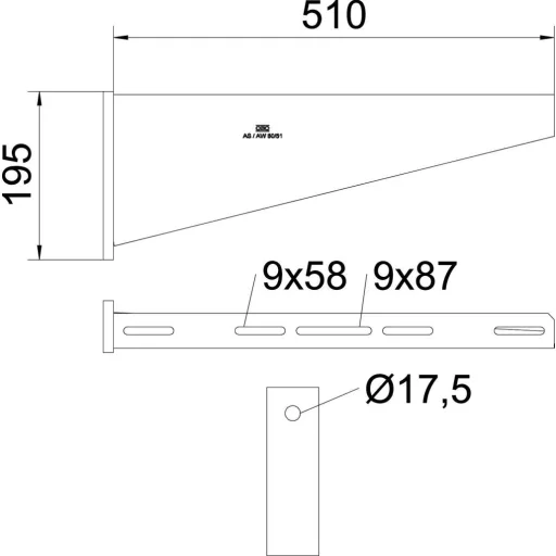 OBO Bettermann 6417817 Fali kar (H x Sz x Ma) 510 x 60 x 195 mm Fémes 1 db