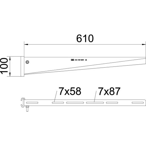 OBO Bettermann 6419412 Fali- és nyél tartó (Sz x Ma) 610 mm x 100 mm Fémes 1 db