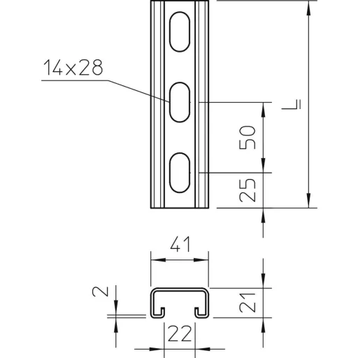 OBO Bettermann 1122933 Profilsínek (H x Sz x Ma) 200 x 41 x 21 mm Fémes 1 db