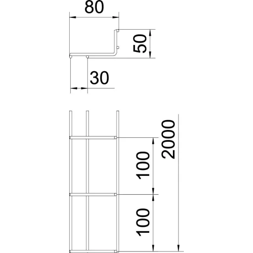 OBO Bettermann 6003818 Hálós ereszcsatorna (H x Sz x Ma) 2000 x 80 x 40 mm 1 db