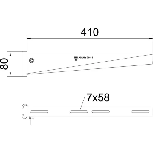 OBO Bettermann 6419394 Nyél tartó (Sz x Ma) 410 mm x 80 mm Fémes 1 db