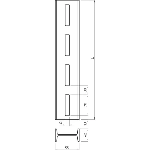 OBO Bettermann 6337163 I-nyél (H x Sz x Ma) 1500 x 80 x 42 mm 1 db