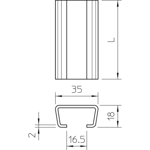 OBO Bettermann 1112120 Profilsínek (H x Sz x Ma) 2000 x 35 x 18 mm Fémes 1 db