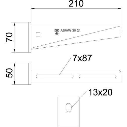 OBO Bettermann 6442838 Fali- és nyél tartó (H x Sz x Ma) 210 x 20 x 70 mm Fémes 1 db