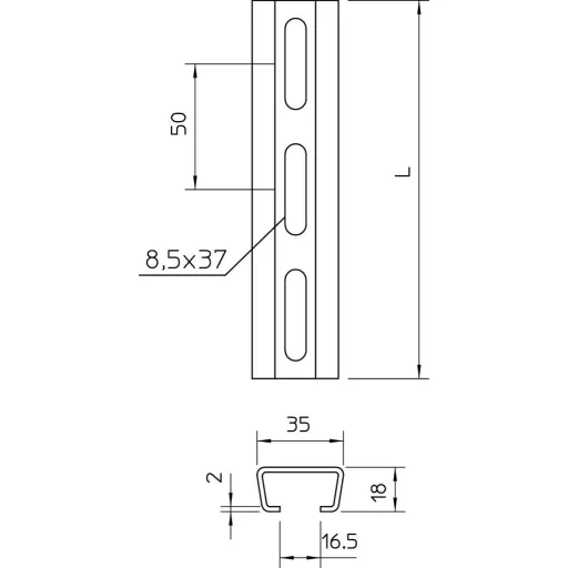 OBO Bettermann 1112759 Profilsínek (H x Sz x Ma) 2000 x 35 x 18 mm Fémes 1 db