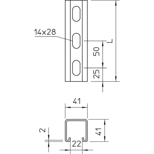 OBO Bettermann 1122978 Profilsínek (H x Sz x Ma) 1000 x 41 x 41 mm Fémes 1 db