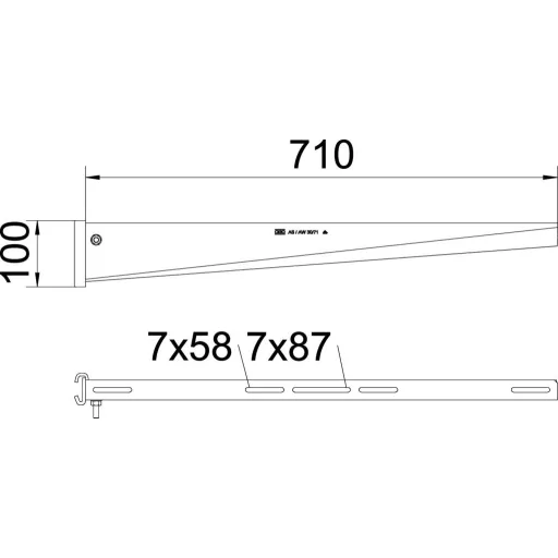 OBO Bettermann 6419418 Nyél tartó (Sz x Ma) 710 mm x 100 mm Fémes 1 db