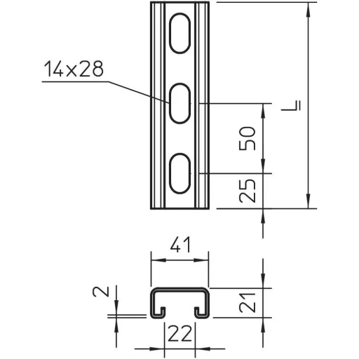 OBO Bettermann 1122934 Profilsínek (H x Sz x Ma) 300 x 41 x 21 mm Fémes 1 db
