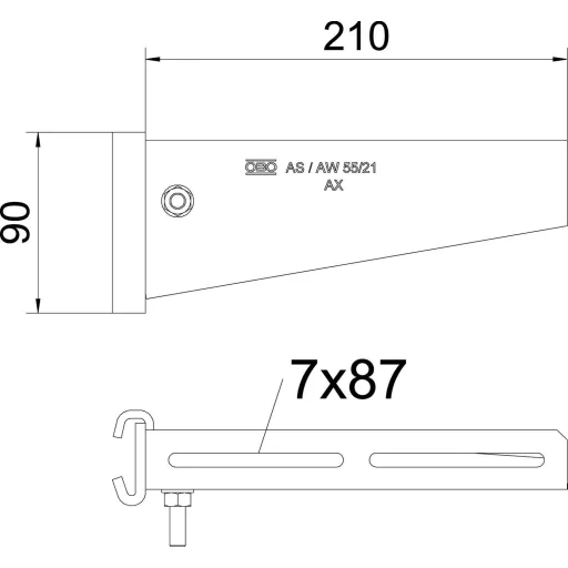 OBO Bettermann 6419286 Nyél tartó (Sz x Ma) 210 mm x 90 mm Fémes 1 db